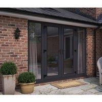 ATT Fabrications Limited Model 5 French Door dual Handle & X2 Wide Sidelites - Grey Grey - Lh Master Open Out - 2690Mm X 2090Mm - including Cill & Vent , Grey