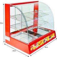 KUKoo 8368 Curved Glass 60Cm Food Warmer Cabinet - Red, Red