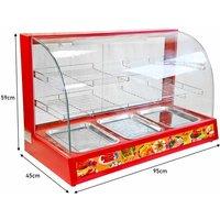 KUKoo 8369 Curved Glass 90Cm Food Warmer Cabinet - Red, Red