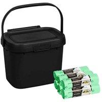 Addis Compost Caddy With 120 X Compostable Liners 6 Rolls , Black