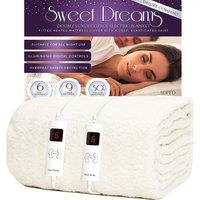 Sweet Dreams Electric Blanket King Size - Dual Controls - Luxury Bed Fleece Heated Mattress Cover, White