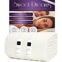 Sweet Dreams Electric Blanket Super King Size - Dual Controls - Luxury Bed Fleece Heated Mattress Cover, White