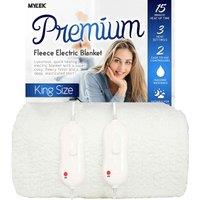 Mylek Electric Blanket King Bed Fitted Heated Fleece Mattress Cover Dual Control With Elasticated Skirt - Size 200 X 152Cm, White