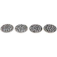 Interiors by PH Set Of 4 Ceramic Coasters - Leopard Print, Black