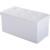 HOMCOM Storage Ottoman Faux Leather Folding Stool Cream White, Cream