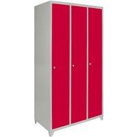 Monster Shop 3 Door Wide Locker - Red 900Mm X 500Mm X 1800Mm Flat-packed, Red