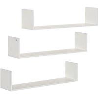 HOMCOM Set Of 3 Wooden Floating Shelves Wall Mount Cd Dvd Storage Display White, White