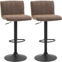 HOMCOM Barstools 2pk Adj. Height Bar Chairs w/Footrest Brown, Brown