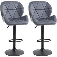 HOMCOM Geometric Quilt Bar Stool 2pk - Dark Grey, Black