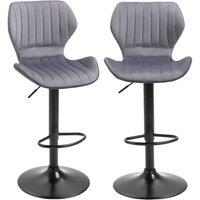 HOMCOM 2pk Velvet Touch Adj. Height Swivel Bar Stools - Grey, Grey