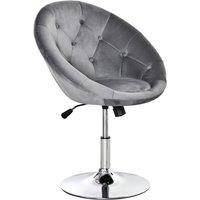 HOMCOM Velvet Button Tufted Swivel Dining Height Adjustable Armless Tub Chair Grey, Grey