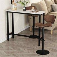 HOMCOM Breakfast Dining Table w/ Adjustable Footpads, White