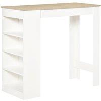 HOMCOM Bar Table w/ Built In 4 Tier Shelf White And Natural, Brown