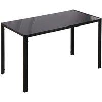 HOMCOM Modern Rectangular 4 Seater Dining Table With Tempered Glass Top Black, Black