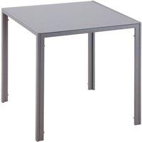 HOMCOM Modern Square Dining Table With Tempered Glass Top And Metal Legs Grey, Grey