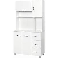 HOMCOM Freestanding Kitchen Storage Unit w- White, White