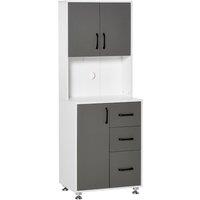 HOMCOM Modern Kitchen Cupboard Storage Organiser Microwave Cabinet Grey, Grey