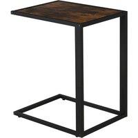 HOMCOM C Shape Side End Table w/ Steel Frame - Brown, Brown