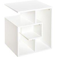 HOMCOM 3 Tier Side End Table Open Compartment Shelves White, White