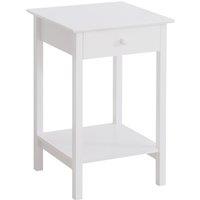HOMCOM Minimalist Side Table With Drawer And Shelf White, White
