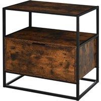 HOMCOM Industrial-Style Side Table w/ Drawer, Brown
