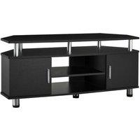 HOMCOM TV Entertainment Unit With Raised Shelf 2 Cupboards Black, Black