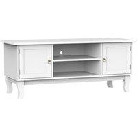 HOMCOM TV Stand Modern Eco-Friendly MDF Ivory White Gold Pull Handles, White