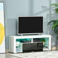 HOMCOM 140cm High Gloss TV Stand With Led Rgb Light Storage, Black