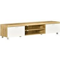 HOMCOM Modern Unit For TV With Cabinet Shelf Light Brown, Brown