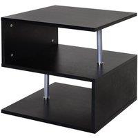 HOMCOM S Shaped Storage Display Side Table Black, Black
