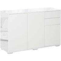 HOMCOM Side Cabinet With 2 Door Cabinet And 2 Drawer For Home Office White, White