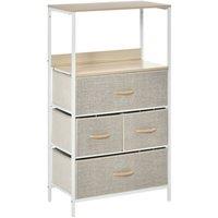 HOMCOM 4 Drawer Storage Chest Unit With Display Shelves White And Light Grey, White