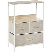 HOMCOM 3 Drawer Storage Chest With Display Shelves White, White