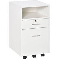 Vinsetto Mobile File Cabinet Lockable Documents Storage With 5 Wheels White, White