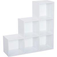 HOMCOM 6 Cube 3 Tier Ascending Shelving Storage Bookshelf White, White