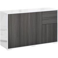 HOMCOM HighGloss Side Cabinet w/Cabinet, 2 Drawer Grey/White, Grey