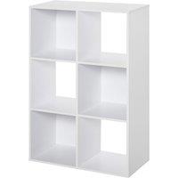 HOMCOM Storage Bookcase 6 Cube Organiser Shelves White, White