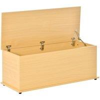 HOMCOM Storage Box Chest With Hinged Lid Burlywood Wooden Finish, Brown