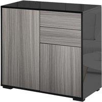 HOMCOM Side Cabinet With 2 Doors And 2 Drawers Grey Black, Black