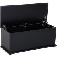 HOMCOM Ottoman Storage Box Chest With Hinged Lid Black, Black