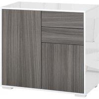 HOMCOM Side Cabinet With 2 Doors And 2 Drawers Grey White, Grey