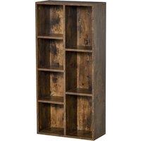 HOMCOM 7 Compartment Bookcase/Display Cabinet - Wood Effect, Brown