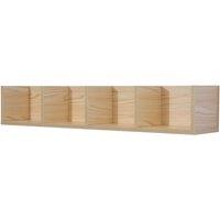HOMCOM Wall Mounted Storage Shelf With Compartments Natural Wood Colour, Brown