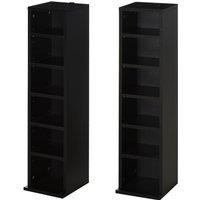 HOMCOM 2pk CD Media Display Tower Units Adjustable Shelves, Black