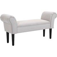 HOMCOM Upholstered Bench Rolled Pale Grey Black Legs, Grey