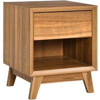 HOMCOM Box Shaped Side Table With Drawer And Shelf Wood Grain Effect, Brown