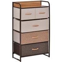 HOMCOM Storage Unit 5 Linen Fabric Drawers Steel Frame Multi, Multi