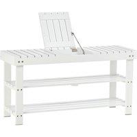 HOMCOM 3 Tier Open Shoe Rack Hidden Storage Wood Frame Wide Shelves White, White