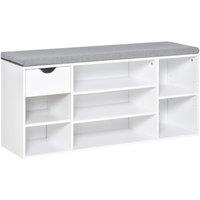 HOMCOM Shoe Storage Cabinet Bench - White And Grey, White