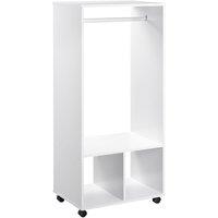 HOMCOM Open Wardrobe Clothes Rail Storage w/Shelves, Wheels, White